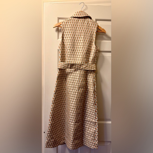 NWT Tuckernuck Ocean Spray Sleeveless Cheyenne tan blue geometric print Dress XS - Picture 6 of 15